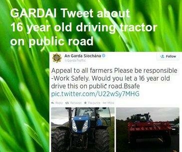 16 Year old driving tractor on public Road