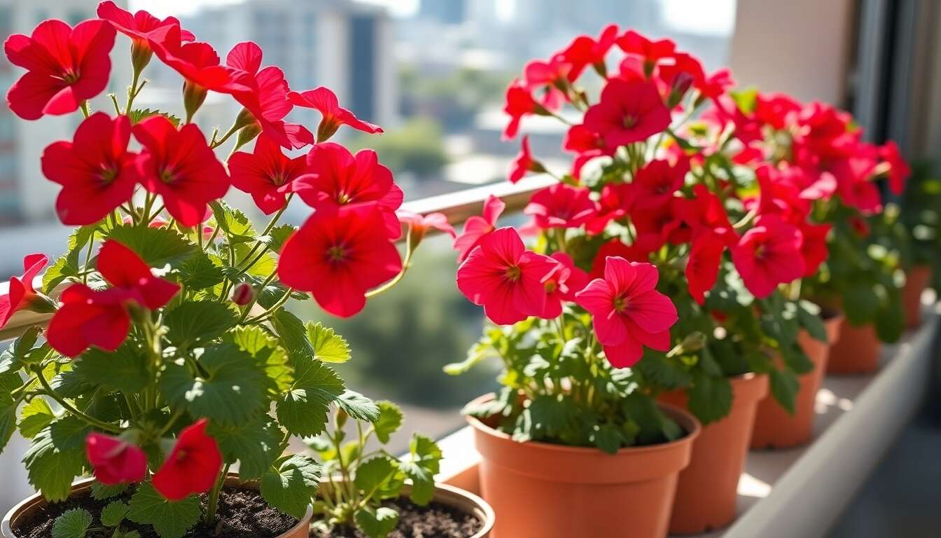 Planting geraniums in balcony planters